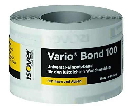 ISOVER Vario Bond 100 - Universelles Einputzband für luftdichten Anschluss - Hochwertiges Spezialband für Wandanschlüsse. Bietet eine feuchtevariable Funktionsschicht und ist schlagregengeprüft – ideal für zuverlässige Abdichtungen.