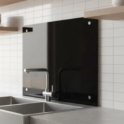 Mucola Küchenrückwand Glasrückwand Schwarz in schwarz von Mucola