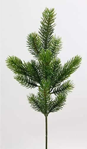 Kunstzweig Kunststoff-Tannenzweig DP - 50 cm, 12 Stück - Kunstzweige für kreative Dekorationen, hergestellt im Spritzgussverfahren für ein natürliches Aussehen und Farbverlauf in verschiedenen Grüntönen.