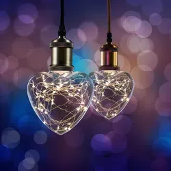 XQ-lite LED Kupferkabel Herz Form H128 Starry 1,5W E27 klar warmweiß 2700K 2 x