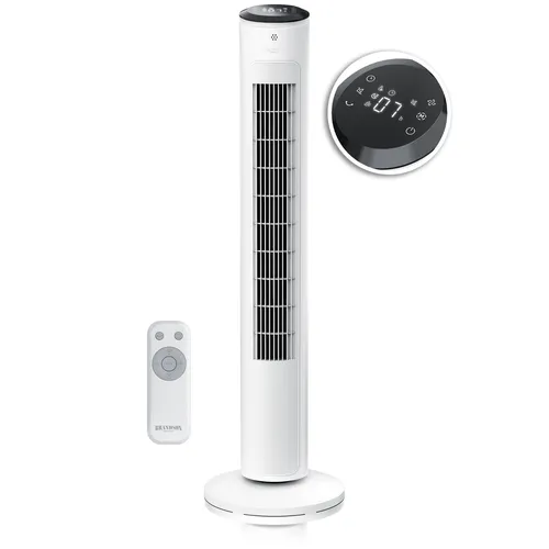 Brandson Turmventilator mit Fernbedienung, sehr leise und energieeffizient - Der Brandson Turmventilator bietet mit 12 Geschwindigkeitsstufen und 80° Oszillation individuelle Frische. Ideal für jeden Raum, sorgt er für hohen Komfort dank Fernbedienung und leisem Betrieb.