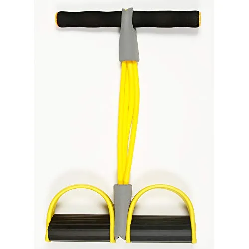 VOANZO Bauchmuskeltrainer Fitness Rally Pedal Puller Sit-Up Trainer Latex Zugseil Fitnessgerät Bauchtrainer Sport Vierbein Seil (Gelb)