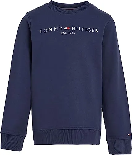 Tommy Hilfiger Essential Sweatshirt für Jungen - Stylisches Sweatshirt in Marine für Kinder, aus 100% Baumwolle, mit schmalem Schnitt und coolem Druck. Perfekt für lässige Outfits und bequemes Tragen.