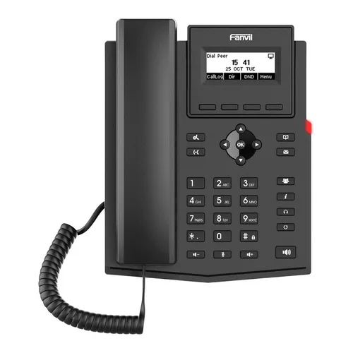 Fanvil IP Telefon X301P schwarz - Festnetztelefon mit 10/100 Mbps Ethernet, PoE und einem klaren Black & White LCD für optimale Kommunikation.