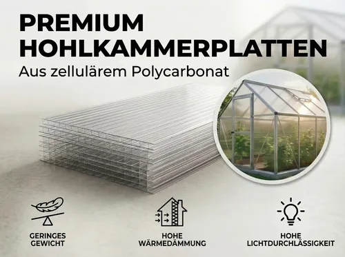 PD Media Hohlkammerplatten 4mm Transparent – 60,5 x 121 cm, 5 Stück (Set), Premium Polycarbonat Doppelstegplatten