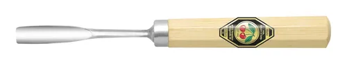 Kirschen Kerbschnitzbeitel 4 mm mit kurzem Weißbuchenheft achtkant, gekröpft, mit tiefer Höhlung, Stich 10 - 3231004