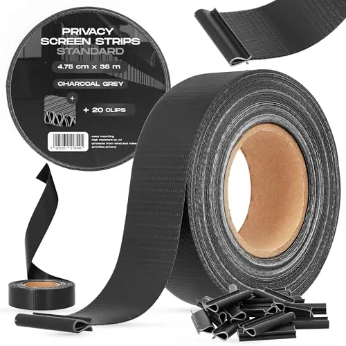 Instalguru Sichtschutzstreifen 4,75 cm x 35 m Sichtschutzband 20 Befestigungsclips Sichtschutz Zaun Weich PVC für Doppelstabmatten Gartenzaun Balkon Garten Zaunfolie Windschutz Sichtschutzfolie