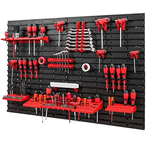 Werkzeugwand Lagersystem – 1152 x 780 mm Lochwand mit Werkzeughaltern – Set 38 Zubehör Warkzeuglochwand Werkstattregal Wandregal