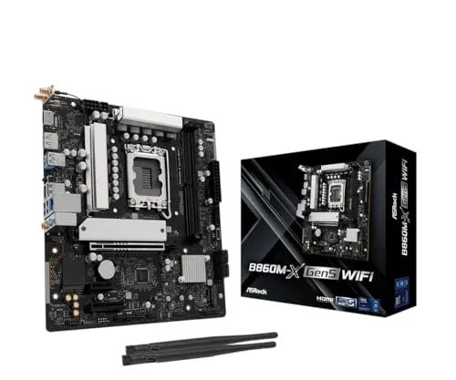 ASRock B860M-X GEN5 WIFI DDR5 Mainboard - Hochwertiges Micro-ATX Mainboard mit integrierter WLAN-Funktion, ideal für leistungsstarke PC-Systeme und optimierte Datenübertragung.
