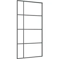 Schiebetür ESG Glas und Aluminium mattiert 102,5x205 cm Schwarz - Moderne Schiebetür aus mattiertem ESG Glas und Aluminium, ideal für stilvolle Wohnräume – platzsparend und elegant.