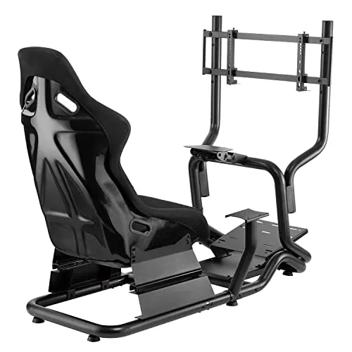 NanoRS RS702 Rennsimulator Cockpit - 3 in 1 Spielsitz mit TV-Halterung bis 50