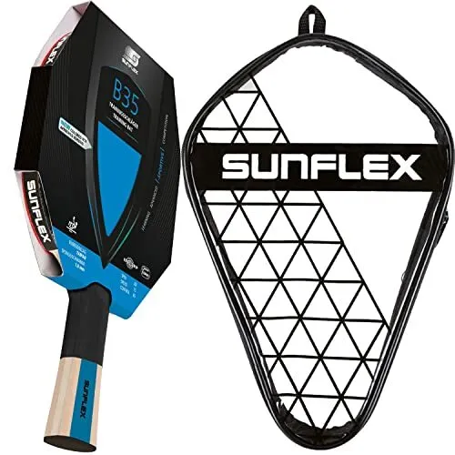Sunflex B35 Tischtennisschläger mit Hülle - Komplettschläger Set mit robuster Tischtennishülle für einfachen Transport. ITTF zugelassener Trainingsschläger mit Parabolic Grip und wasserbeständiger Hülle.