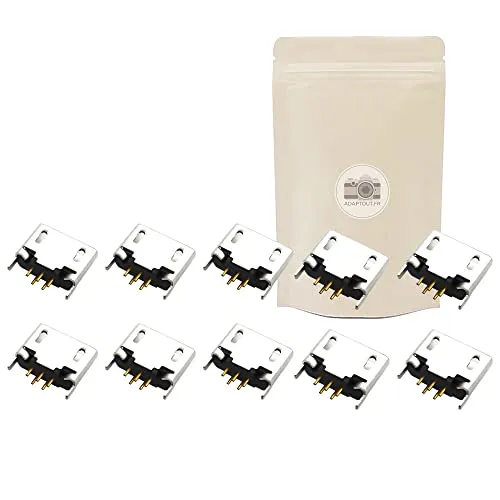 Adaptout 10 x Micro-USB-Stecker 2.0 weiblich, PCB Board zum Löten, 5 Pins, Ladegerät, Ersatzteil