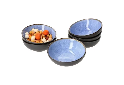 MamboCat Müslischale 6er Set Snack & Dip Schalen 4cm Reactive Glaze Blue 24321839, Porzellan