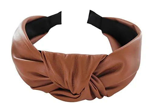 axy Leder Haarreif Lederlook Haarreifen Damen Haarband Vintage Hairband Stirnband Klassische und modische Leather HR27AL (Braun)
