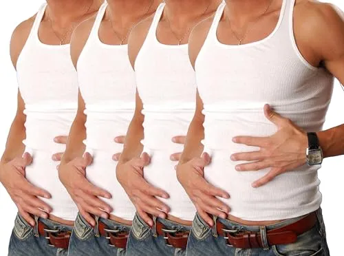 Cocain Unterhemden 4er Pack - 100% Baumwolle, Gerippt für Herren - Hochwertige Herrenunterhemden aus 100% Baumwolle in Doppelripp-Qualität. Pflegeleicht und atmungsaktiv für hohen Tragekomfort. Erhältlich im praktischen 4er Pack.