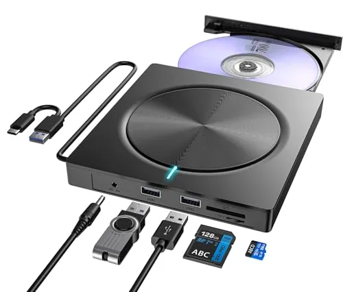 Externes CD/DVD Laufwerk USB 3.0 Typ-C mit Kartenleser
