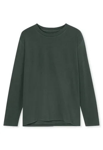 Schiesser Damen Schlafshirt Langarm - Baumwolle-Mix Relax Pyjamaoberteil, Dunkelgrün - Schlafanzugoberteile für Damen, aus hochwertigem Baumwolle-Mix für optimalen Tragekomfort und entspannte Nächte.