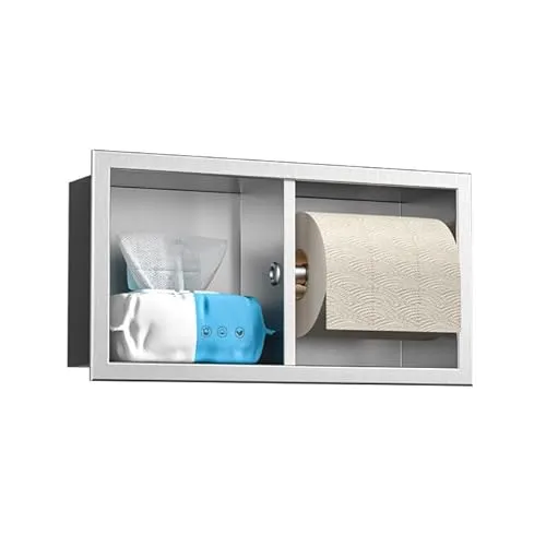 Bernkot Unterputz Toilettenpapierhalter Edelstahl - Toilettenpapierhalter aus rostfreiem 304-Edelstahl, raumsparendes Design mit zusätzlichem Stauraum für Ordnung im Badezimmer.