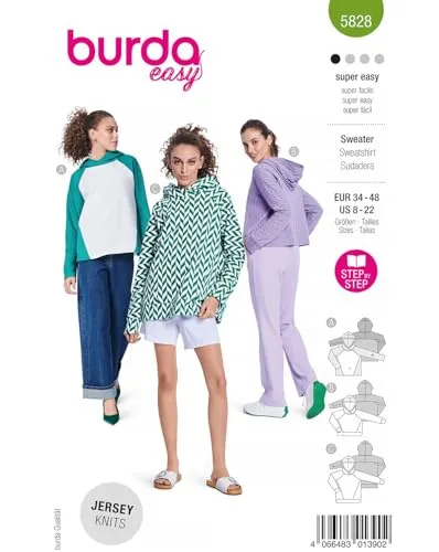 Burda Schnittmuster, 5828, Sweater [Damen, Gr. 34-48], Level 1 super easy