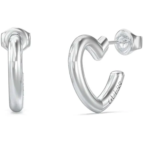 Guess Damen-Ohrringe Herz Creolen JUBE05535JWRHT/U in silber von GUESS