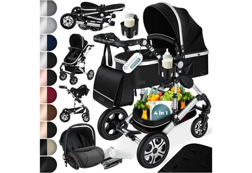 KESSER® Loops 3 in 1 Kinderwagen - Vielseitiger Kombikinderwagen mit Babywanne, Buggy-Sportsitz und Auto-Babyschale. Voll-Gummireifen sorgen für eine komfortable Fahrt, ideal für Eltern unterwegs.