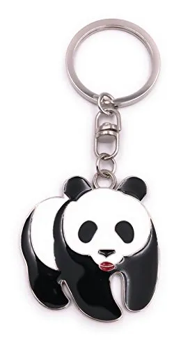 H-Customs Panda Bär auf 4 Pfoten Schlüsselanhänger Anhänger Silber aus Metall