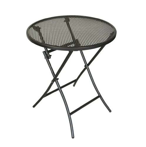 DEGAMO Gartentisch Bistrotisch Mocca 60cm rund, klappbar - Esstisch aus wetterfestem Streckmetall in eisengrau, ideal für Balkone und kleine Flächen, klappbar und platzsparend, bietet Platz für bis zu vier Stühle.
