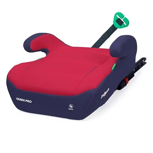 Daliya® QUBIX PRO Kindersitzerhöhung mit ISOFIX | i-SIZE NORM ECE R129 | 125 bis 150 cm | Gurtfix | waschbar | Autositz | Autokindersitz | Kindersitz | Sitzerhöhung (Dunkelblau - Rot)