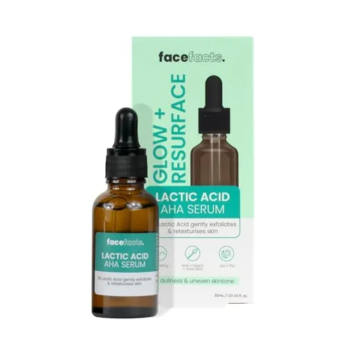 Face Facts Feuchtigkeitsspendendes Gesichtsserum, strahlende und ebenmäßige Haut, Milchsäure, 30 ml