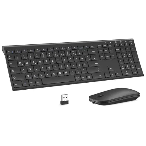Seenda Kabelloses Tastatur Maus Set, QWERTZ, 2.4G Funktastatur, Schwarz