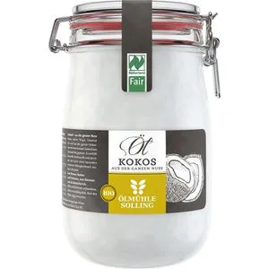 Ölmühle-Solling Kokosöl Fair, BIO, nativ, kaltgepresst, im Bügelglas, 1000 ml (1 L)