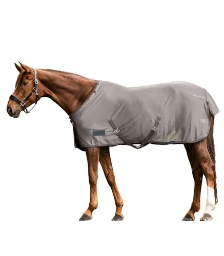 Waldhausen Fliegendecke Comfort mit Kreuzbegurtung, grau, 135 cm - Hochwertige Fliegendecke aus luftdurchlässigem Mesh für besten Komfort. Abnehmbare Kreuzgurte und ein stabiler Verschluss sorgen für sicheren Sitz und Flexibilität beim Einsatz.