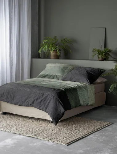 Irisette Bettwäsche Edel-Feinbiber - grün-grau 155x200 cm - Hochwertiges Bettwäsche-Set aus 100% Baumwolle, mit Wendeoptik und stilvollem Streifen-Design. Ideal für gemütliche Nächte, pflegeleicht und waschbar bis 60°C.