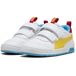 PUMA Kinder Multiflex 2 Colour Sneakers 28, White Pelé Yellow - Sneaker für Kinder mit atmungsaktivem Mesh-Futter und praktischem Klettverschluss, ideal für den aktiven Alltag.