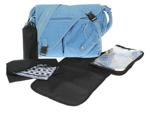 Wickeltasche Baby 6 Teile Set Elephant Babywickeltasche Tasche Nylon 3606 Blau