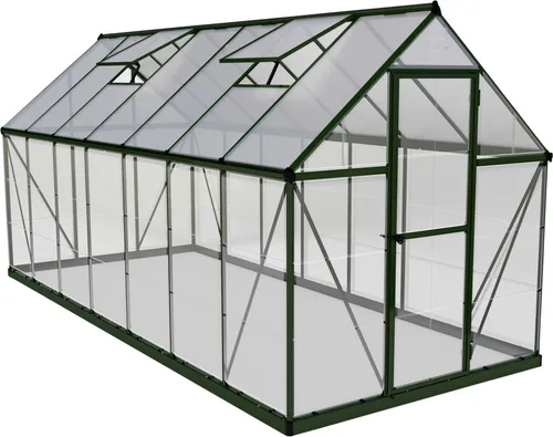 Palram - Canopia Aluminium Gewächshaus Hybrid 614 | Robust und Funktional - Garten-Zubehör mit stabiler Aluminium-Konstruktion und 100% UV-beständigen Polycarbonat-Paneelen. Ideal für kreative Gärtner, die optimale Lichtverhältnisse und Luftzirkulation schätzen.