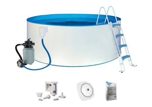 KONIFERA Rundpool RÜGEN 1 (Set, 5-tlg) mit LED-Scheinwerfer - Swimmingpool mit stimmungsvoller LED-Beleuchtung, ideal für entspannte Abende im Garten. Robust mit Stahlwand und umfangreicher Ausstattung.