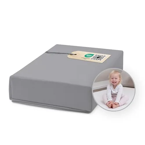 Ehrenkind® Spannbettlaken für Babybett Kinderbett | 100% Bio-Baumwolle Spannbettlaken 60x120 | Atmungsaktives Spannbetttuch (160 g/m²) | Oeko-TEX 100 Zertifiziert, 120x60cm DUNKELGRAU