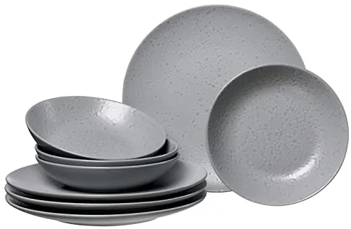 Ritzenhoff & Breker Tafelservice 8-teilig Kitwe - Elegantes 8-teiliges Tafelservice aus hochwertigem Steinzeug in Grau, spülmaschinenfest und ideal für jeden Anlass. Perfekt für stilvolle Dinnerpartys!