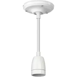 ledscom.de E27 Porzellan- Pendelleuchte weiß, Textikabel weiß, DIY, 230V AC, max. 300W