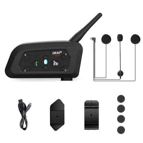 Qaurora V6 BT Interphone 1200M Bluetooth Motorrad Motorrad Helm Gegensprechanlage Headset mit Duplex Interphone Erweiterte Lärmschutz für bis zu 6 Reiter Skifahren und Reiten