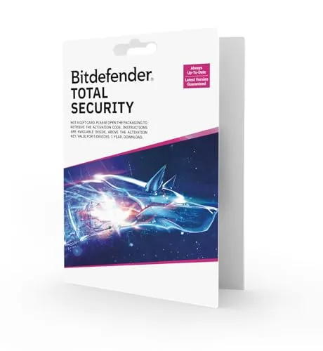 Bitdefender Total Security - 5 Devices | 1 year Subscription | PC/Mac | Activation Code by Post