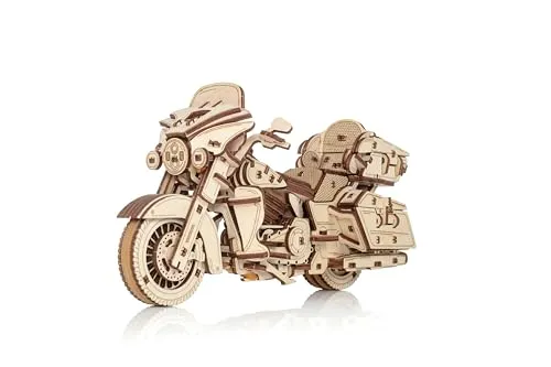 Eco-Wood-Art Motorrad Bike Puzzle - Standard-Puzzle mit 273 Puzzleteilen, Gummi-Motor für Antrieb und realistische Reifen-Federung, ideal für Familien und Puzzle-Liebhaber.