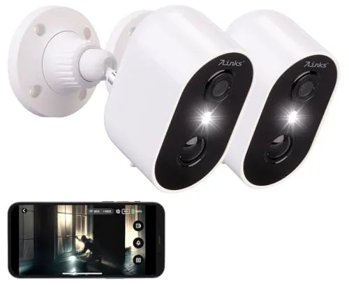 7links Outdoor Kamera Akku: 2er-Set Akku-Outdoor-IP-Überwachungskameras, 2K, 3 MP, WLAN, App, PIR (Camera, IP Überwachungskamera, Überwachungssystem Funk)