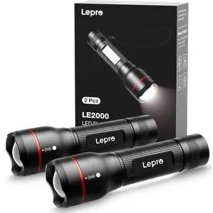 Lepro LED Taschenlampe LE2000 - Extrem hell mit 5 Modi - Taschenlampe aus Aluminium, batteriebetrieben mit 5 verschiedenen Beleuchtungsmodi für vielseitige Anwendungen.