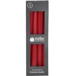 Müller Kerzen Spitzkerzen, karminrot 2022502591 , 1 Packung = 4 Stück, (Ø x H): 22 x 245 mm