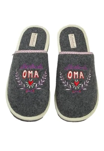 Adelheid Allerbeste Oma Filzpantoffel grau - komfortable Passform - mit Geschenkverpackung - praktische Doppelgrößen
