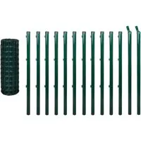 vidaXL Eurozaun-Set Maschendrahtzaun 25 x 0,8 m - Stabiler Gartenzaun - Gartenzäune: Robust und witterungsbeständig, ideal für Umzäunungen oder Tiergehege. Inklusive Pfosten und Installationszubehör für eine einfache Montage.