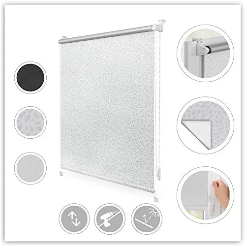 Lichtblick RKS.060.150.101 Verdunkelungsrollo Thermo-Rollo Klemmfix ohne Bohren mit Seitenverspannung Sichtschutz Hitzeschutzrollo Motiv Print, 60 cm x 150 cm (B x L)